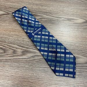 Stafford Navy, Green & Tan Plaid Silk Tie